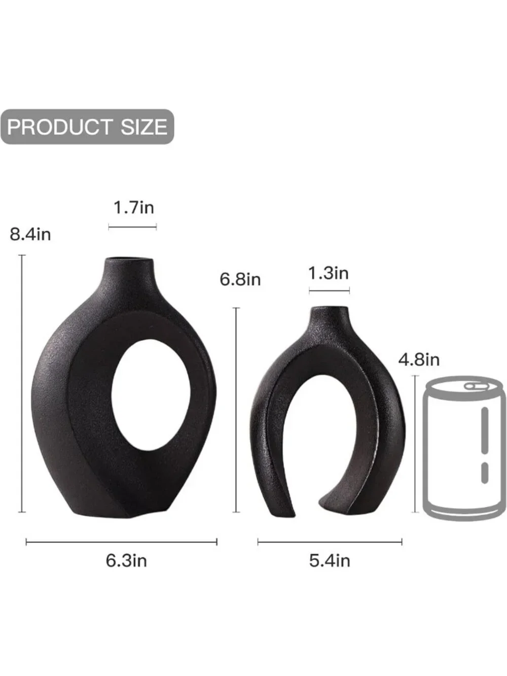 Stylish Black Ceramic Hollow Vases Set of 2 | Modern Home Decor Accent